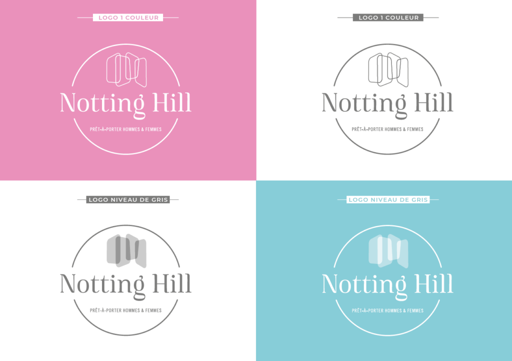 charte graphique déclinaison logo boutique Notting Hill à Cholet