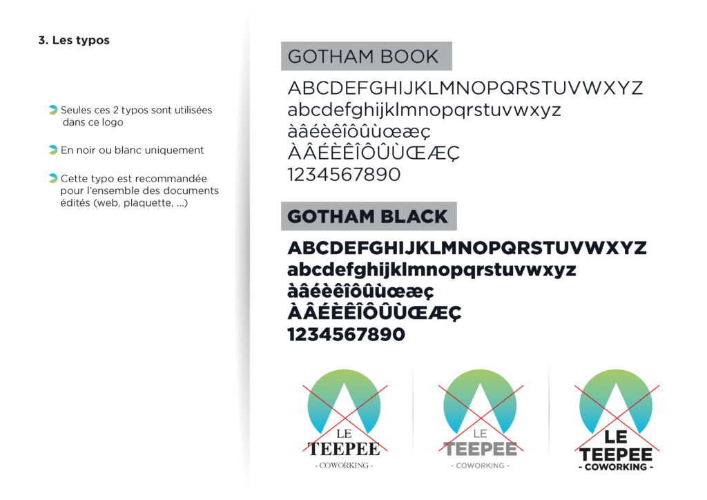 Page charte graphique Le Teepee les typos