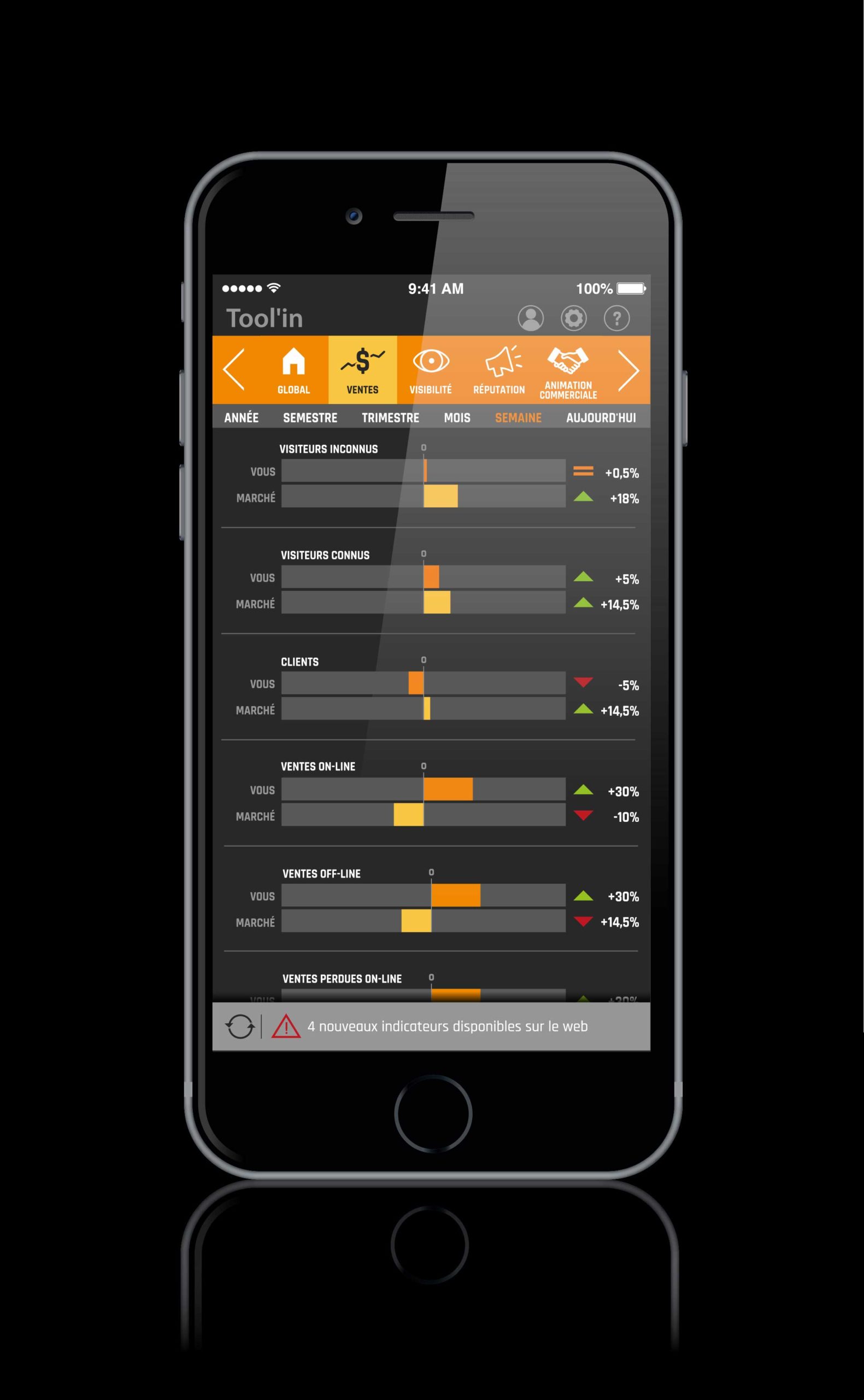 Onglet Vente de l'application Tool'In sur mobile iPhone