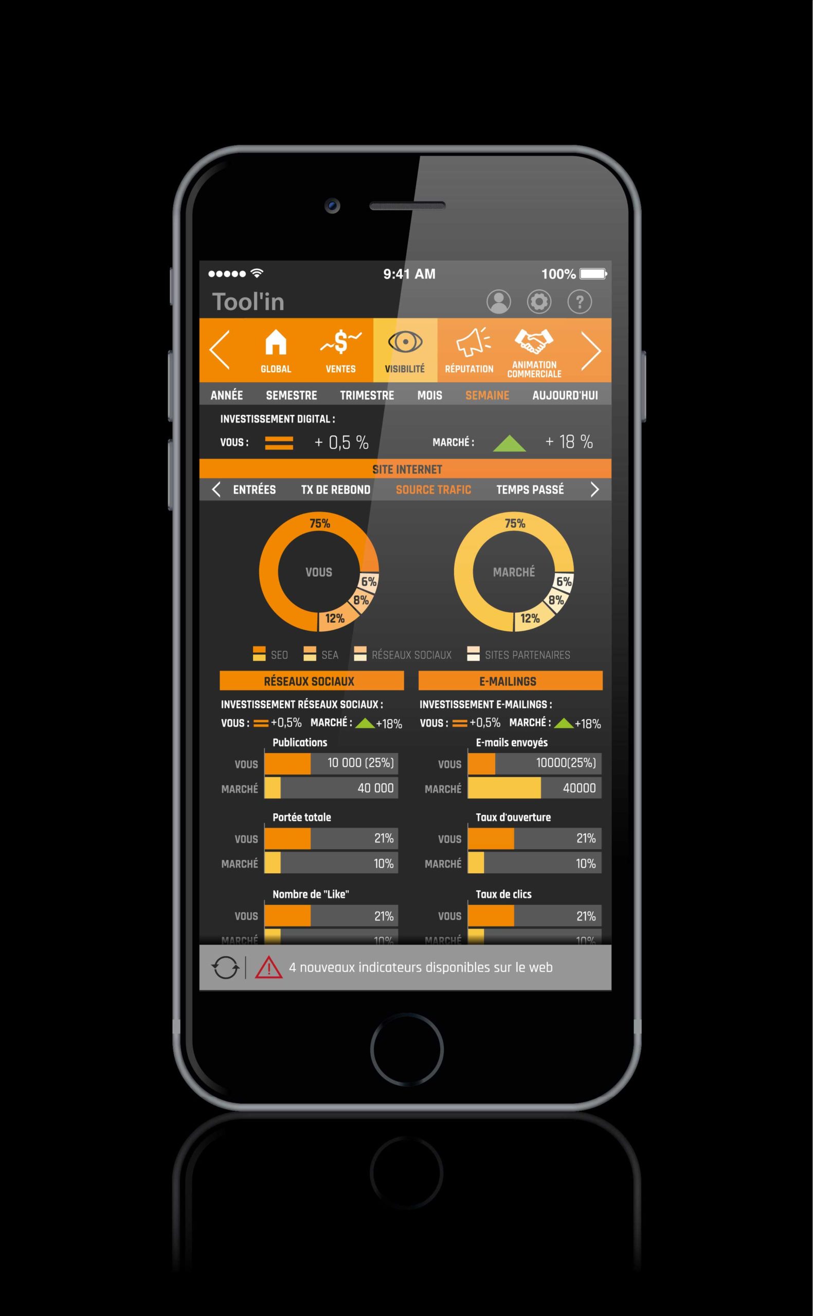 Onglet Visibilité de l'application Tool'In sur mobile iPhone